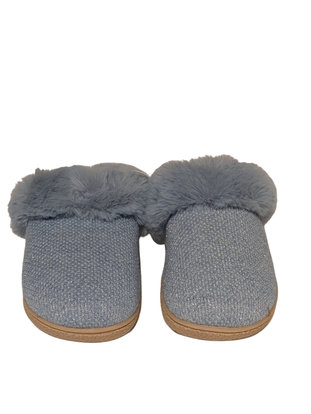 isotoner Women's Light Blue Plush Clog Slippers - Picture 2 of 6